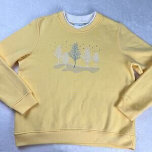 Studio Works Sport Women's Yellow Embroidered Collared Nature Sweatshirt SZ PM